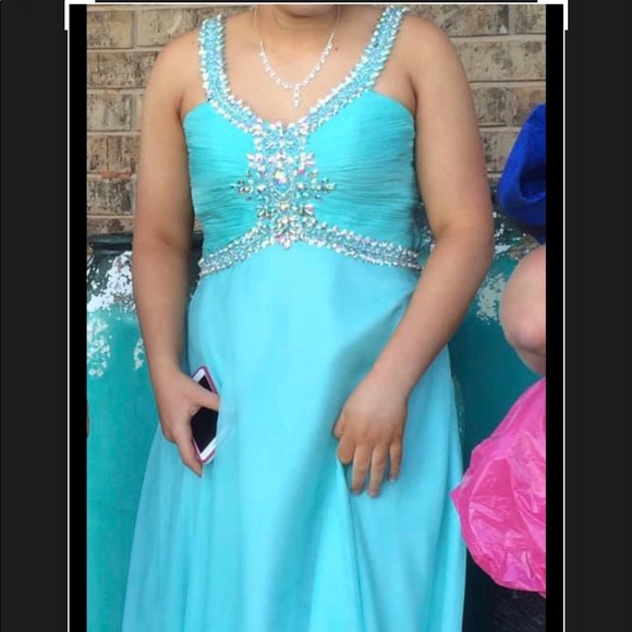 Turquoise prom dress, size 10 - Picture 1 of 3